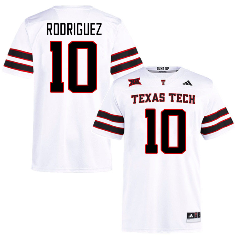 #10 Jacob Rodriguez Texas Tech Red Raiders Jerseys College Football Uniforms Stitched-White